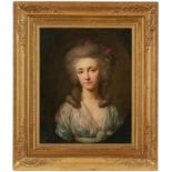 Gemälde Bildnismaler um 1780"Porträt einer Dame mit Rosen in den Haaren" Öl/Lwd.(doubl.), 63,5 x
