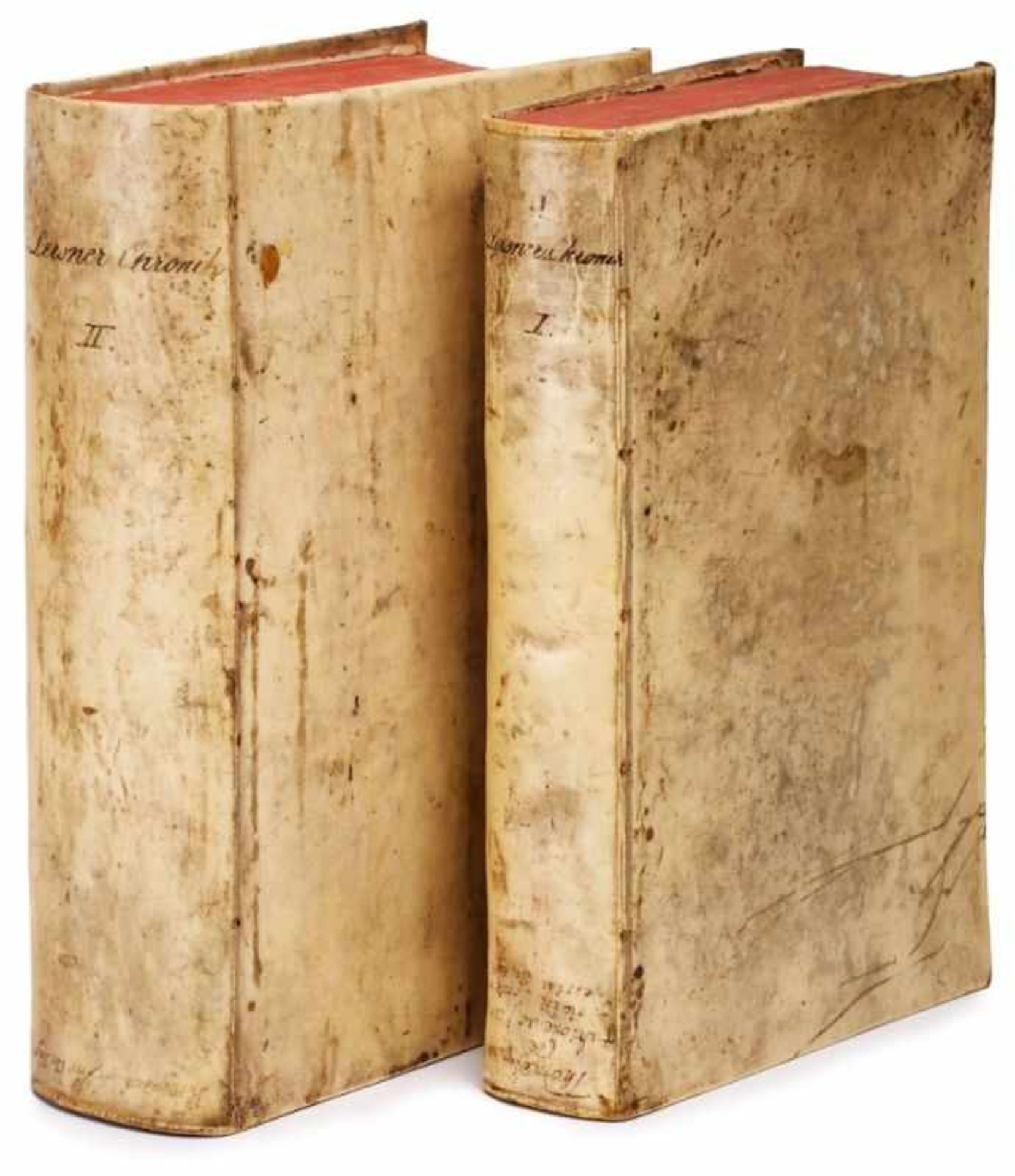 2 Bände Lersner Chronik (1706 - 1734)Schweinslederbände der Zeit, nicht kollationiert, mit dem - Bild 6 aus 6