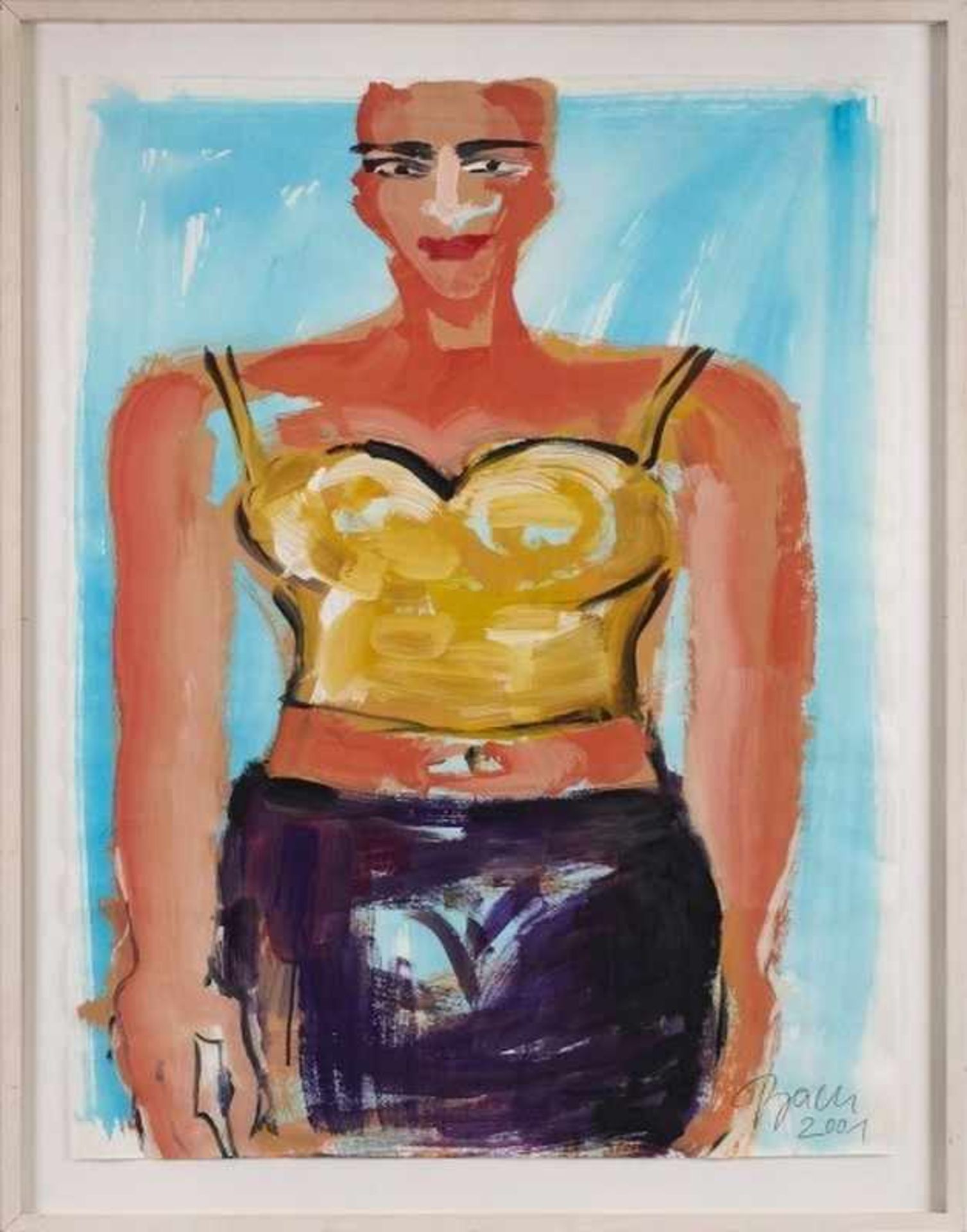 Tempera/Gouache Elvira Bachgeb. 1951 Neuenhain "o.T." u. re. sign. u. dat. Bach 2001 104 x 78,5 cm