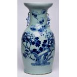 Gr. Vase, China wohl Kuang-Hsu (1875-1908).Porzellan m. Blaumalerei-Dekor. Amphore m. weit