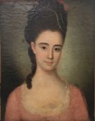 Gemälde Bildnismaler des 18.Jh."Porträt einer jungen Frau mit Perlschmuck im Haar" Öl/Lwd., 52 x
