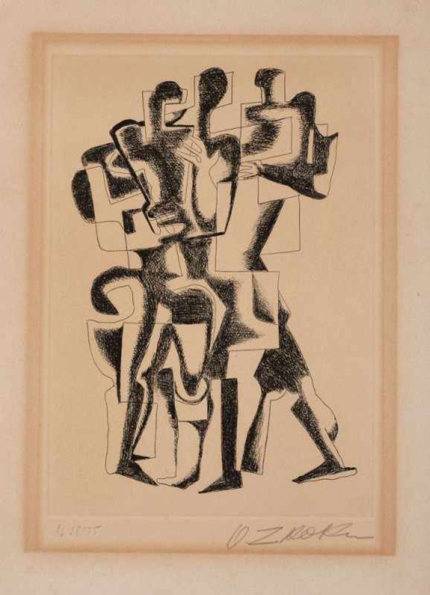 2 Radierungen Ossip Zadkine1888 Wizebsk - 1967 Paris "Tänzer & Figurenstudien" beide u. re. sign. - Bild 3 aus 3