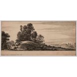 Radierung Gabriel Perelle1603 Vernon - 1677 Paris "Landschaft mit Flusslauf und Meeresleute im