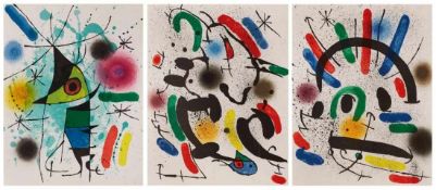 3 FarblithographienJoan Miró 1893 Barcelona - 1983 Palma "Aus Miro Lithograph I: Der singende Vogel,