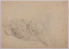 Bleistiftzeichnung Johann Martin von Rohden1778 Kassel - 1868 Rom "Felsiger Abhang" verso bezeichnet