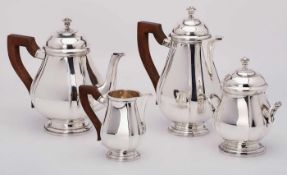 4-tlg. Kaffee-/ Tee-Kernstück,Paris wohl Mitte 20. Jh. 950er Silber. Beschau Frankreich (