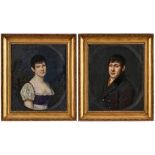 Paar Gemälde Henry Jean Francoisum 1784 - 1804 "Porträts eines Ehepaares" u. sign. Francois pinxit