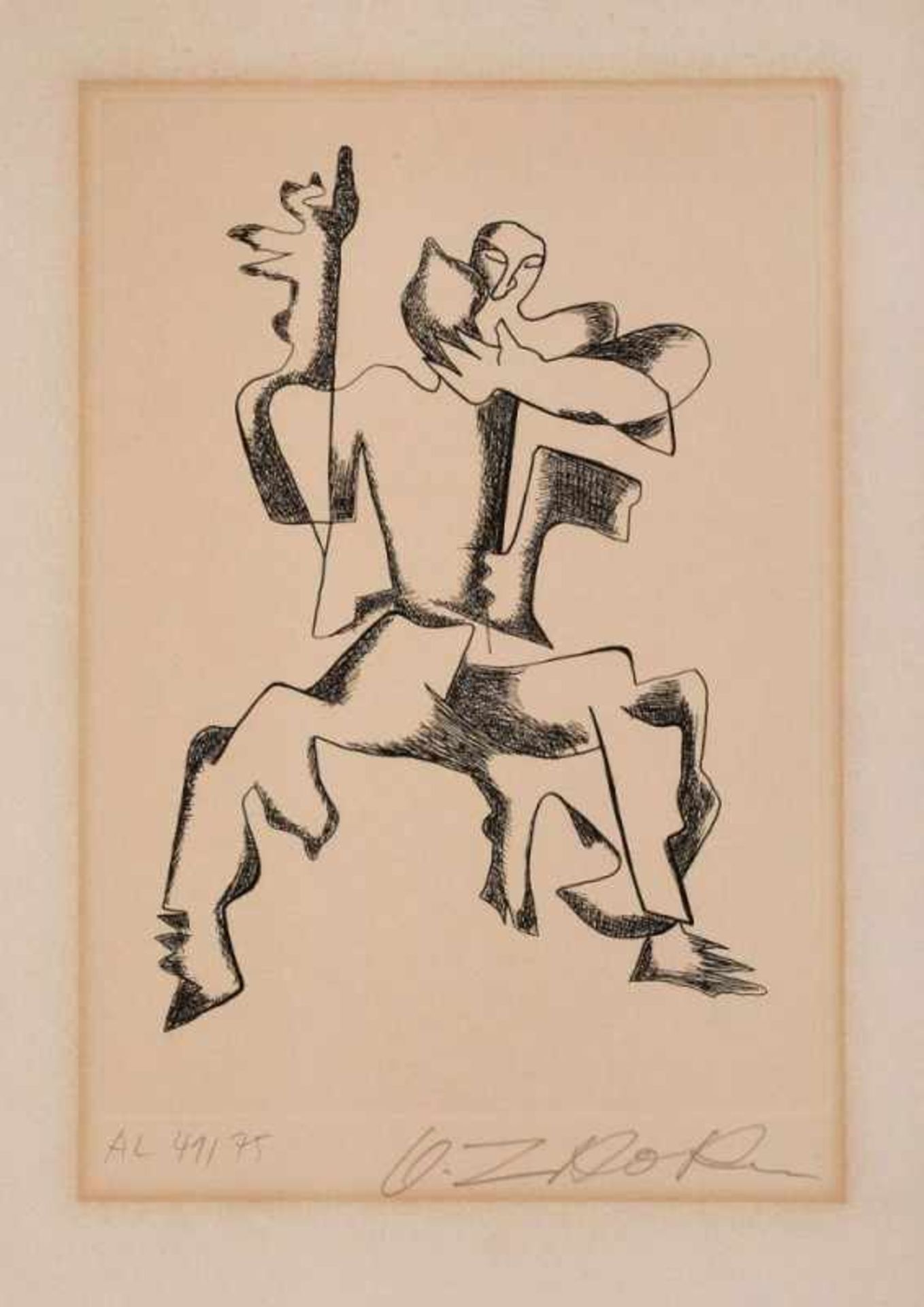 2 Radierungen Ossip Zadkine1888 Wizebsk - 1967 Paris "Tänzer & Figurenstudien" beide u. re. sign. - Bild 2 aus 3