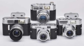 Satz von 4 versch. Kameras,Voigtländer um 1950-'60. Modelle: "Vito B" (1954), "Vito CL", "