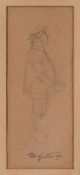 Bleistiftskizze Carl Spitzweg1808 München - 1885 München "Stehender Mann in einem historisierenden