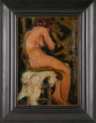 Gemälde wohl frz. Impressionist um 1900"Sitzender Frauenakt" Öl/Karton, 29,3 x 20,4 cm
