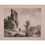 Radierung Johann Christoph Erhard1795 Nürnberg - 1822 Rom "Der kegelförmige Felsen" 1815 15,4 x 19,2