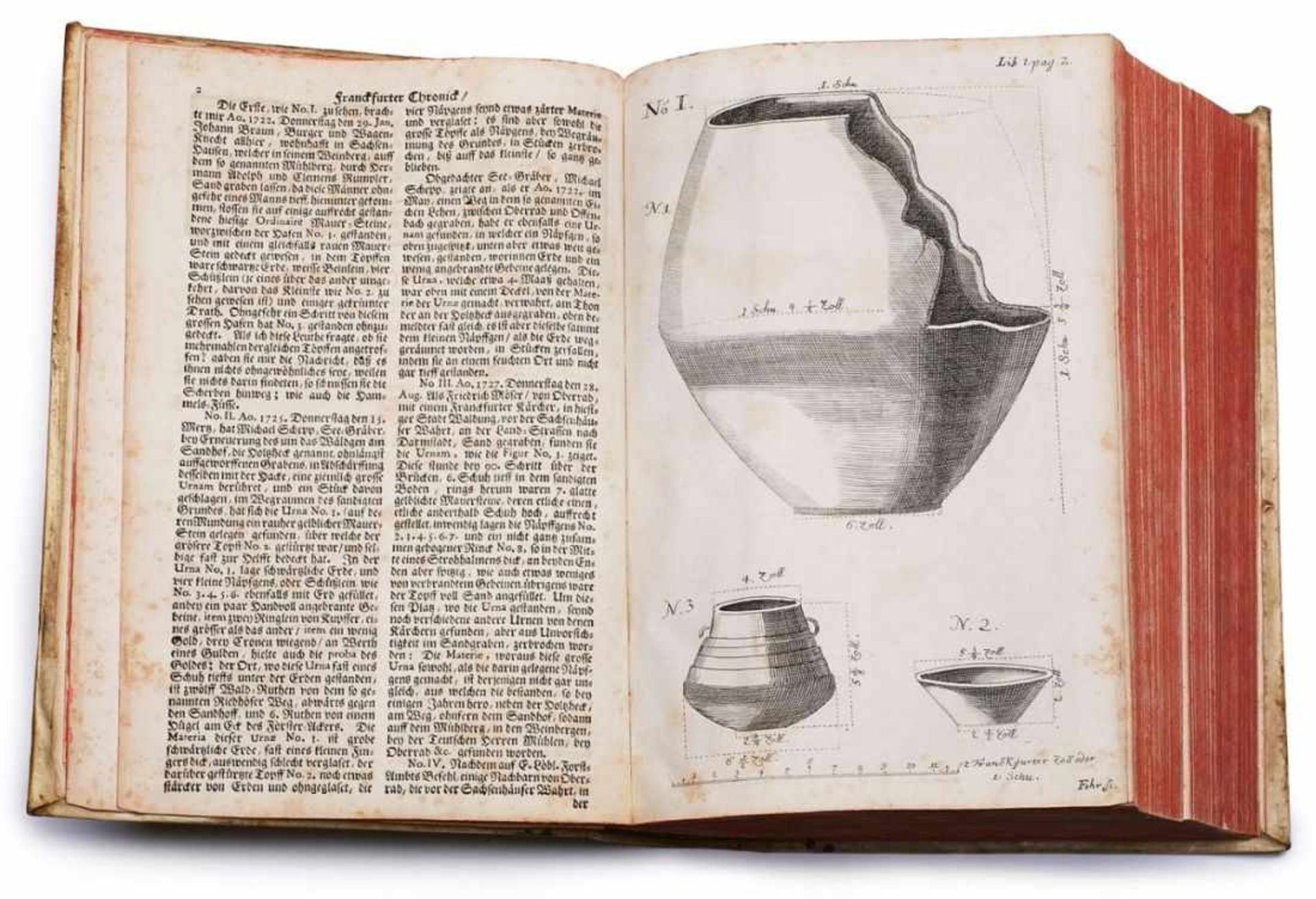2 Bände Lersner Chronik (1706 - 1734)Schweinslederbände der Zeit, nicht kollationiert, mit dem - Bild 3 aus 6