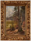 Gemälde Landschaftsmaler um 1900"Birken-Waldrand" Öl/Lwd., 45 x 30 cm