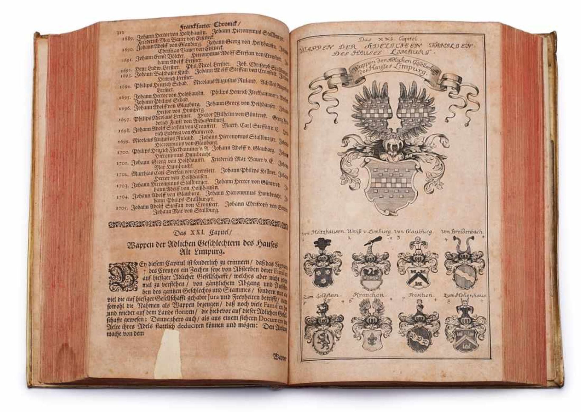 2 Bände Lersner Chronik (1706 - 1734)Schweinslederbände der Zeit, nicht kollationiert, mit dem - Bild 5 aus 6