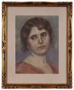 Pastellkreidezeichnung Jacques Ralli1852 Istanbul - 1909 Lausanne "Porträt einer jungen Frau" u. li.
