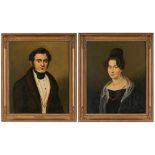 Paar Gemälde Bildnismaler um 1830"Porträt der Anna Margarethe Sammet, geb. Hornig und ihres