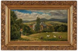 Gemälde Gustav GroschFrankfurter Genre- u. Landschaftsmaler um 1920. "Landschaft im Taunus mit