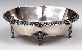 Fußschale, Art Deco,Schwäbisch Gmünd um 1930. 800er Silber. Fa. Gottlieb Kurz. Schräger, leicht