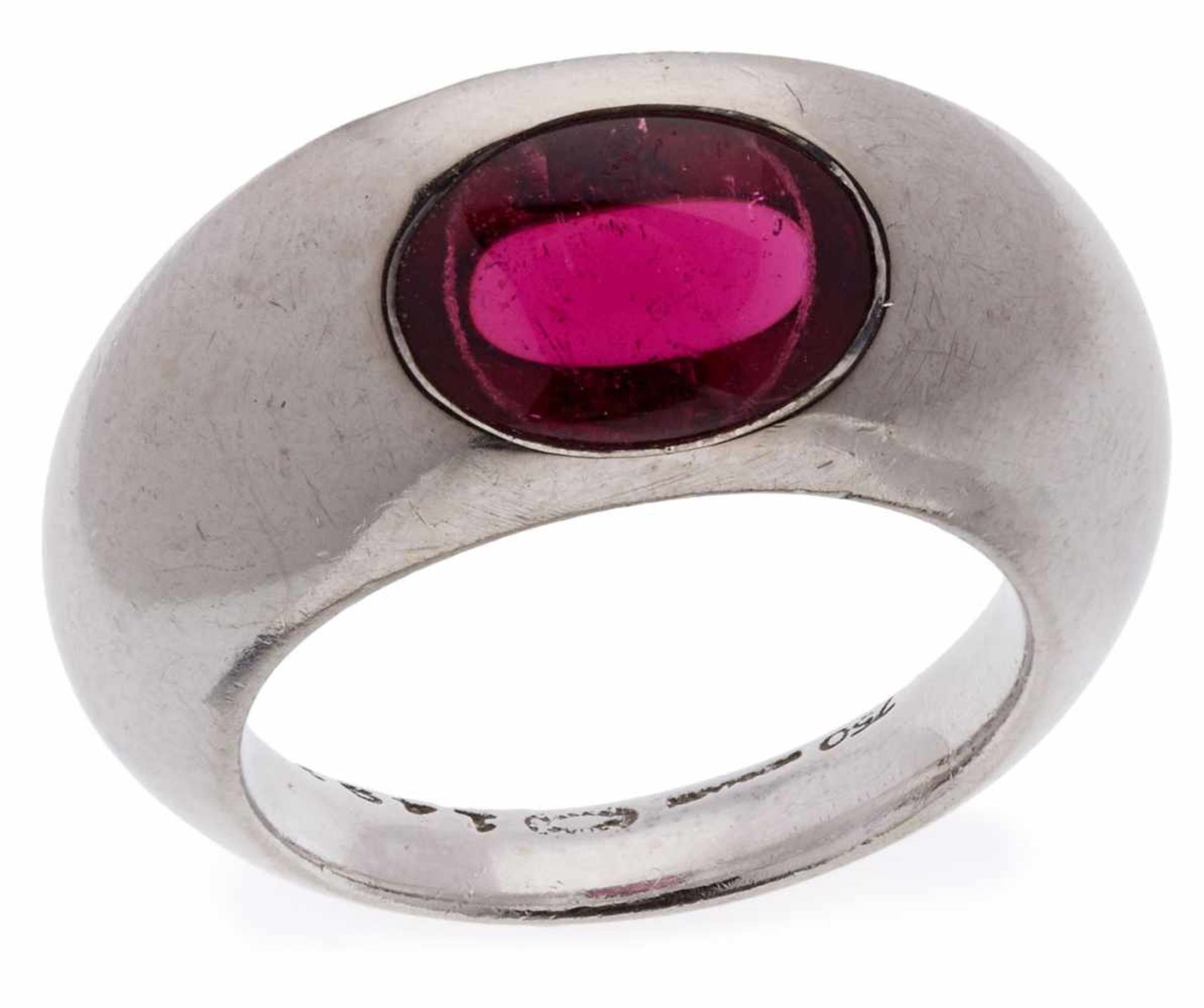 Rubellit-Ring Entwurf Kim Buch für Fa. GeorgJensen, Kopenhagen 2000er Jahre. 18 kt WG,