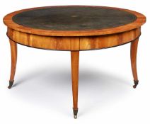 Gr. rd. Biedermeier-Tisch, süddt. um 1820.Kirschbaum massiv u. Kirschbaum furn. Platte m. rd.