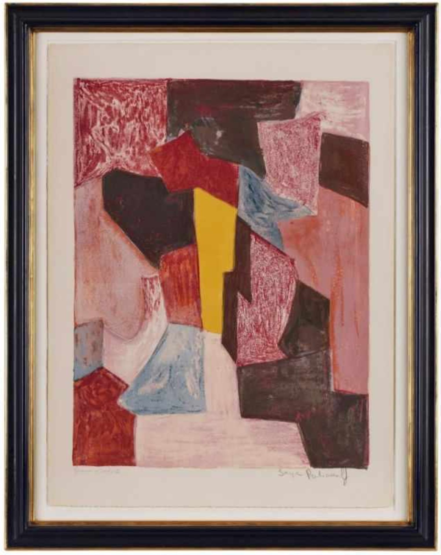 Lithographie Serge Poliakoff1900 Moskau - 1969 Paris "Komposition in Rot, Karminrot und Gelb" 1958