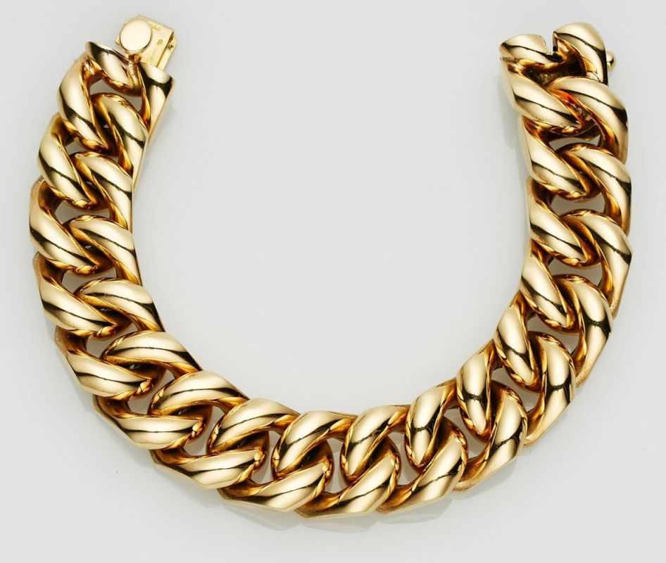 Cartier-Armband Vintage, 1970er Jahre.18 kt GG, Panzerglieder, Ref.Nr. 013718, Kastenschloss, L 21