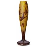 Vase mit Wildenten-Dekor,Schneider/ Le Verre Francais um 1925. Dekor "Halbrans". Farbloses Glas m.