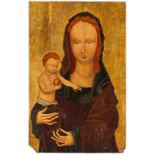 Gemälde Sakralmaler wohl Böhmen 15. Jh."Maria mit Kind" Öl/Holz, 62,7 x 40,5 cm- - -22.00 % buyer'