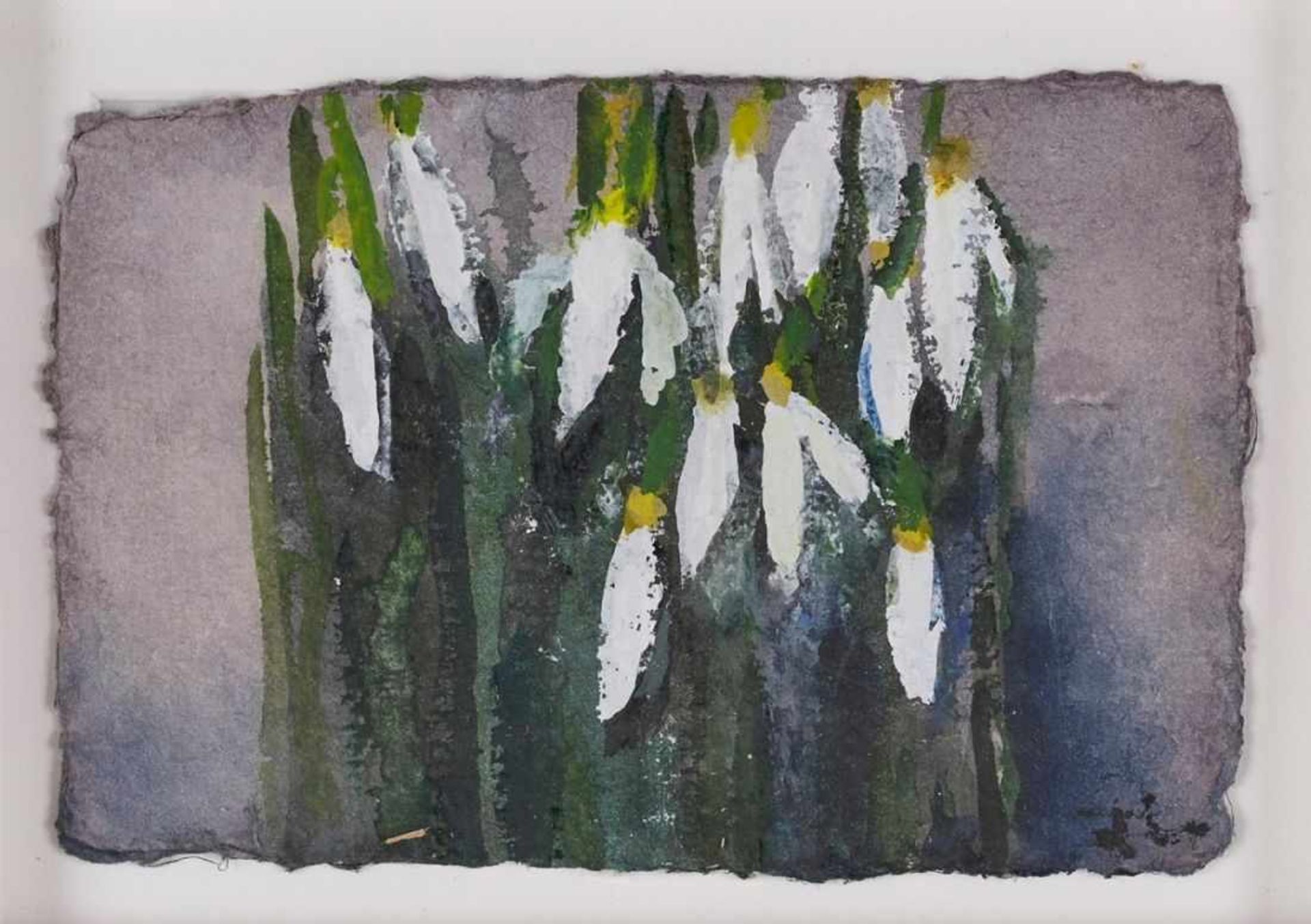 Aquarell Klaus Fußmanngeb. 1938 in Velbert "Schneeglöckchen" u. re. sign. Fußmann 10 x 15 cm Lit.: