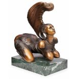 Bronze Ernst Fuchs(1930 Wien - 2015 Wien) "Sphinx 2", 1991. Expl. 071/ 1000. Kniender weibl. Akt