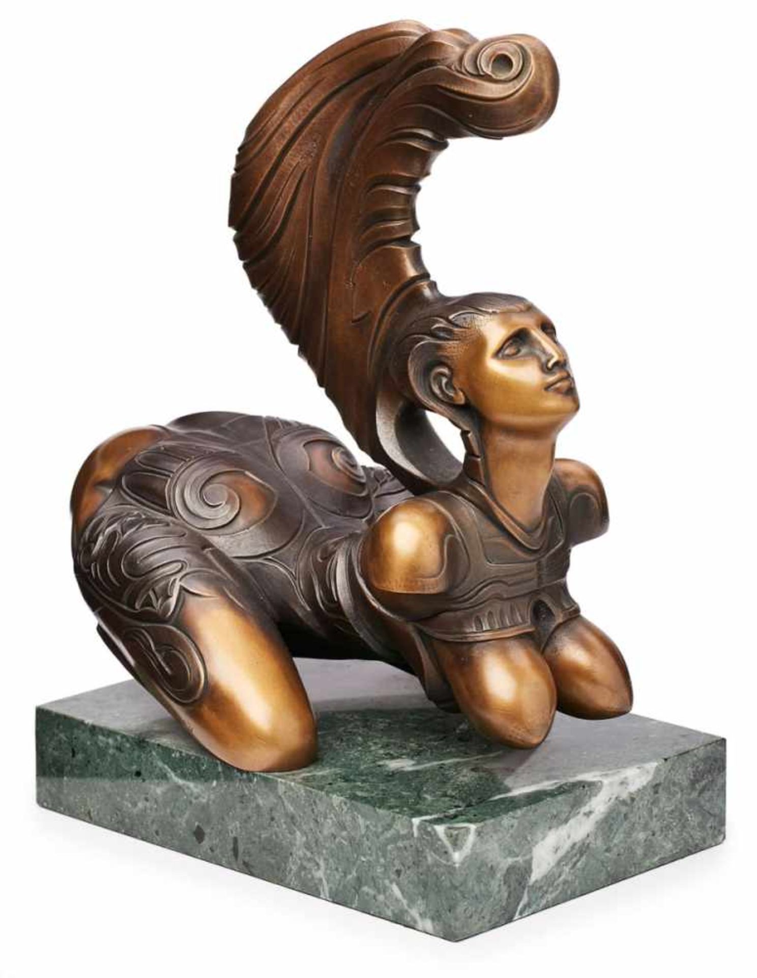 Bronze Ernst Fuchs(1930 Wien - 2015 Wien) "Sphinx 2", 1991. Expl. 071/ 1000. Kniender weibl. Akt