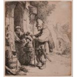 Radierung Rembrandt van Rijn1606 Leiden - 1669 Amsterdam "Der Rattengiftverkäufer" 1632 u. re.