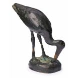 Kl. Bronze August Gaul(1869 Großauheim - 1921 Berlin) "Fressender Storch", wohl nach 1921. Aus d.