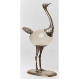 Vogel Strauß, 2. Hälfte 20. Jh.800er Silber. Stehender Vogel, d. Kopf erhoben, d. ovoide Rumpf aus