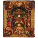 Ikone Russland um 1780"Kreuzigung Christi mit Grablegung" 31 x 27 cm- - -22.00 % buyer's premium