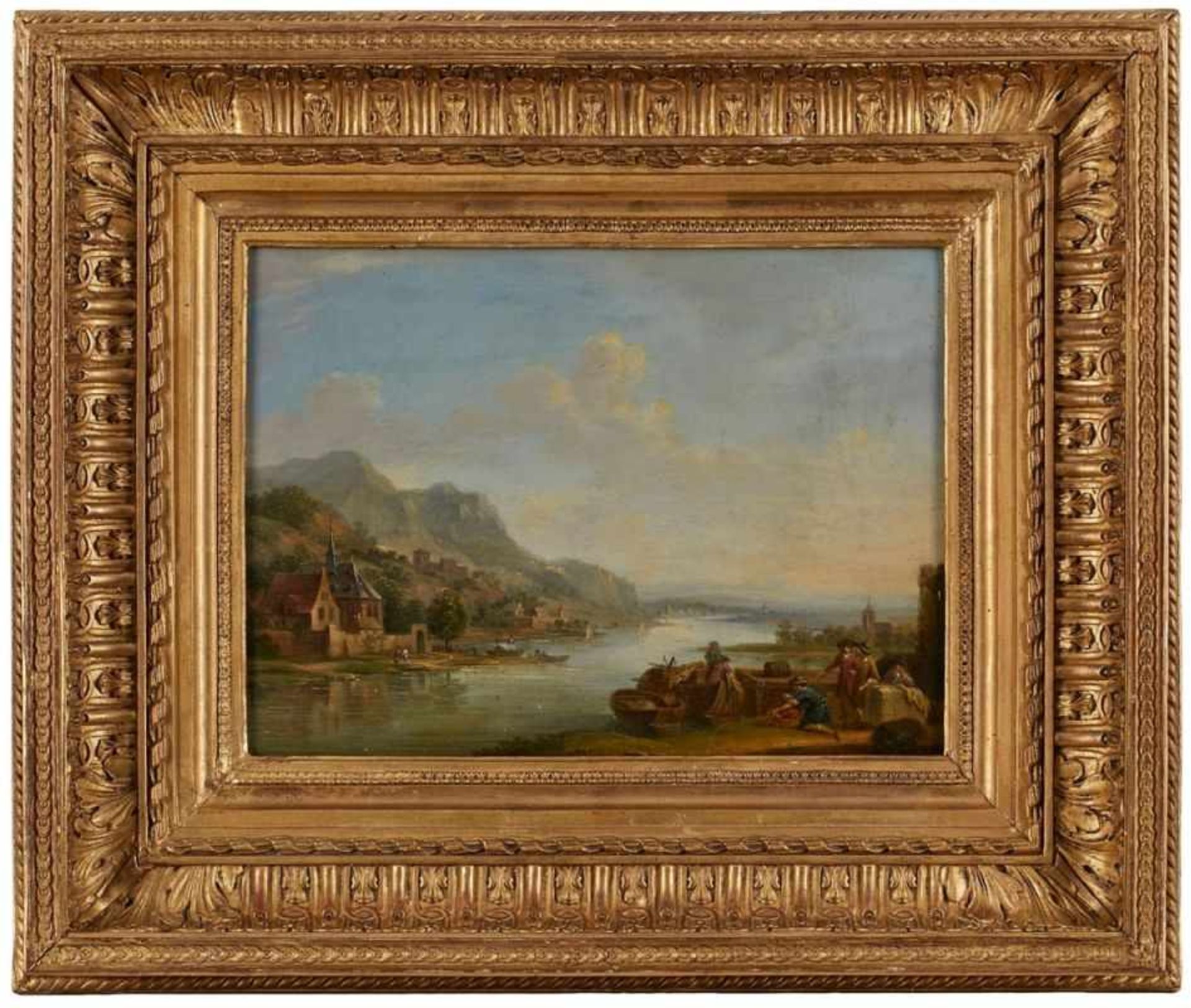 GemäldeChristian Gg Schütz d.Ä, Umkreis des Deutscher Landschaftsmaler 18.Jh. "Mosellandschaft" Öl/