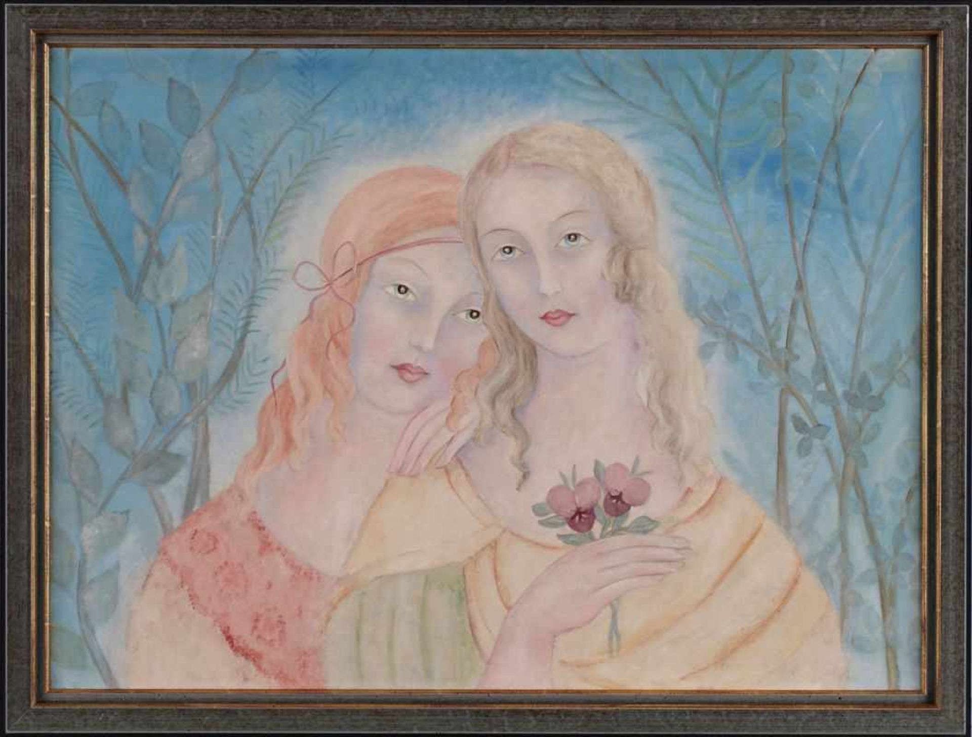 Gemälde Irène Lagut1893 Paris - 1994 Menton "Deux femmes" verso auf dem Keilrahmen bezeichnet. Öl/