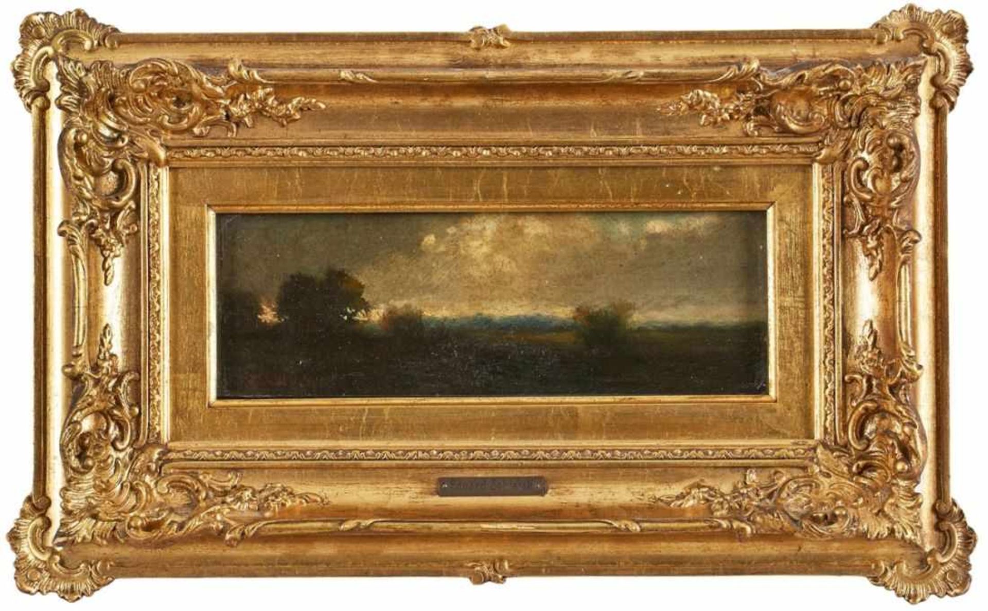 Gemälde Eduard Schleich1812 Schloss Haarbach - 1874 München "Landschaft in Abendstimmung" u. li sign - Bild 2 aus 2