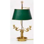 Bouillotte-Lampe, Empire-Stil, Ende 19. Jh.Bronze. Balusterschaft m. 2 reliefierten Schwanenarmen u.