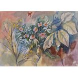 Aquarell Heinrich Steiner1911 kaiserslautern - 2009 Rom "Gartenwinkel mit Schmetterling" u. re.