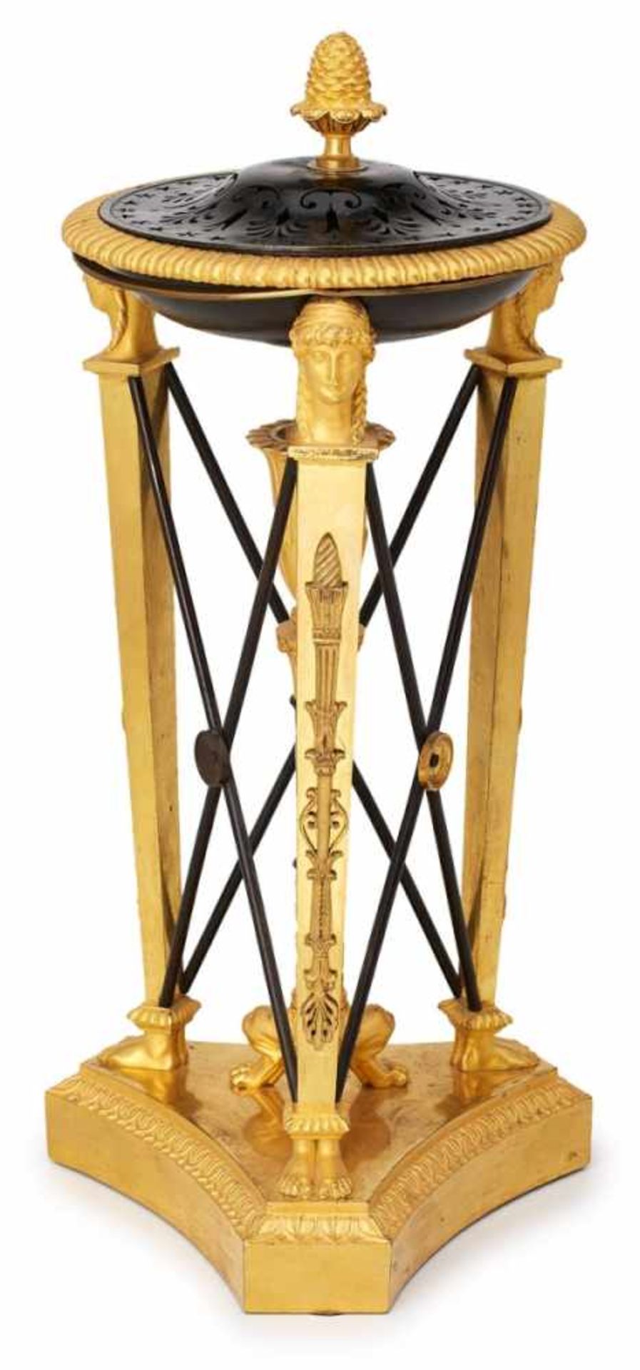 Brûle Parfum-Tafelaufsatz, Empire,Paris um 1800. Bronze, feuervergoldet u. partiell patiniert.