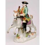 Miniatur-Reiterfigur, Meissen 1971.Pferd m. erhobenen Vorderhufen auf kl. naturalist. Sockel, auf