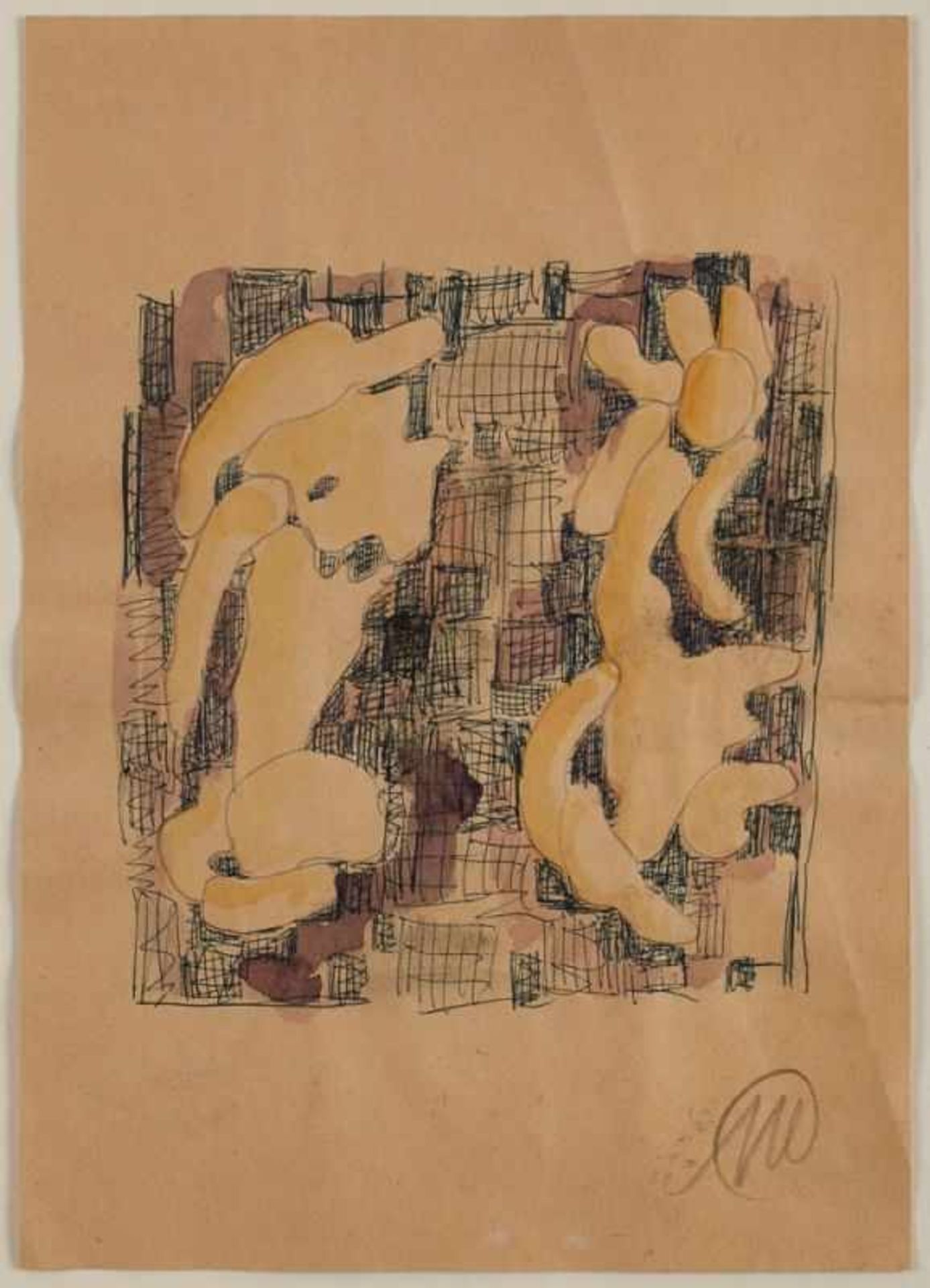 Aquarell, Graphit und KugelschreiberMarkus Lüpertz geb. 1941 Reichenberg "o.T." u. re. monogr. ML