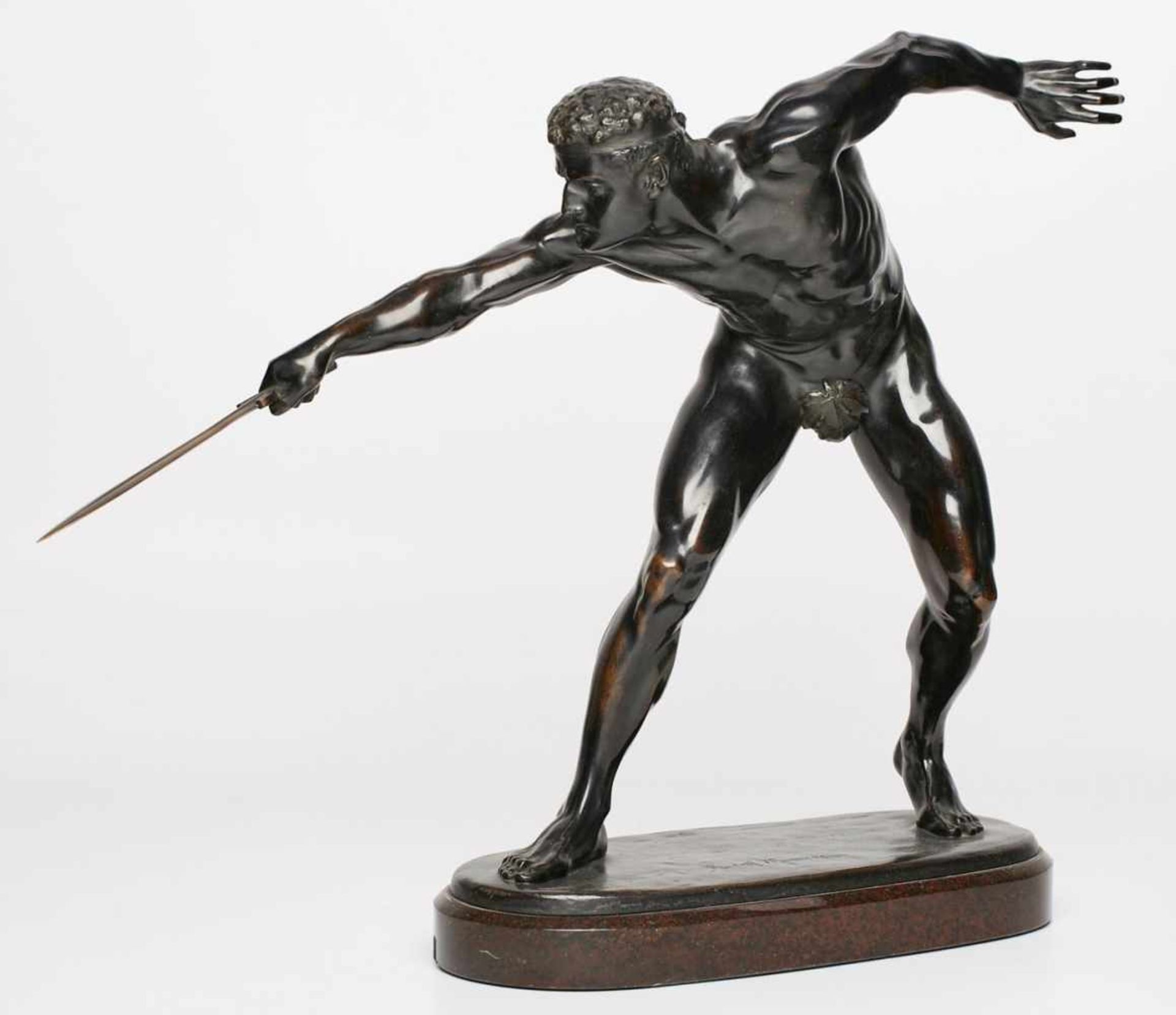 Bronze Rudolf Marcuse(1878 Berlin - 1940 London) "Gladiator" um 1900. Schwarz patiniert. Athletische