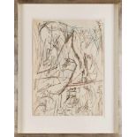 Farbige KreidezeichnungErnst Ludwig Kirchner 1880 Aschaffenburg - 1938 Davos "Brücke im Wald bei