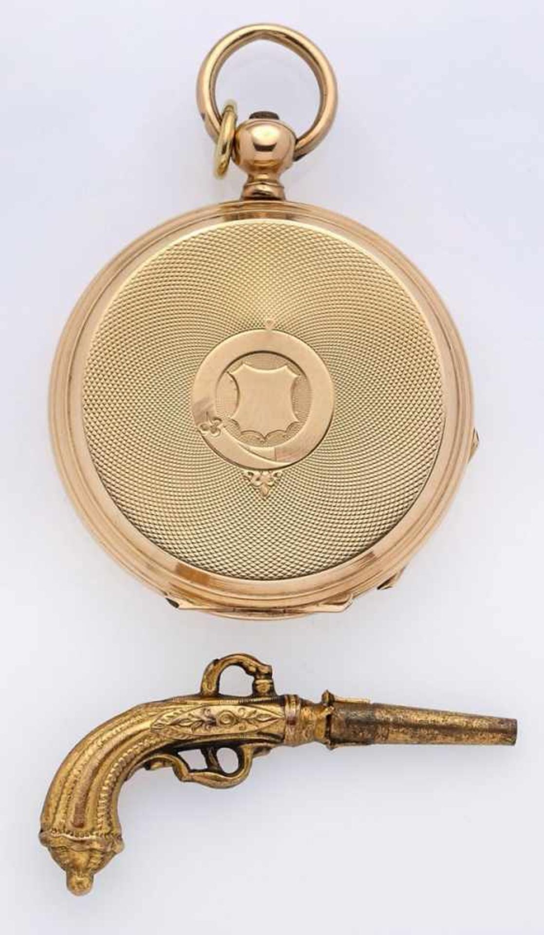 DamentaschenuhrPateck u. Co., Schweiz um 1900 Guillochiertes Gehäuse u. 3 Deckel in n 14 kt GG, 2 - Image 2 of 2