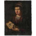 Gemälde Figurenmaler 18.Jh"Judith mit dem Haupt des Holofernes" Öl/Lwd. 54 x 42 cm, o.R., Def.- - -