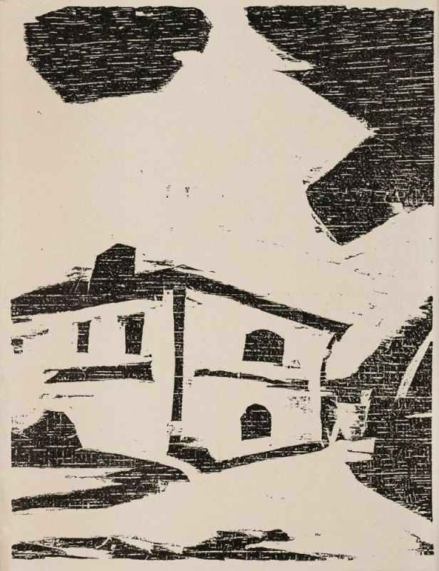 Holzschnitt Ernst Ludwig Kirchner1880 Aschaffenburg - 1938 Davos "Haus im großen Garten in
