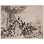 Kupferstich Giovanni Domenico Tiepolo1696 Venedig - 1770 Madrid "Ruhe auf der Flucht mit
